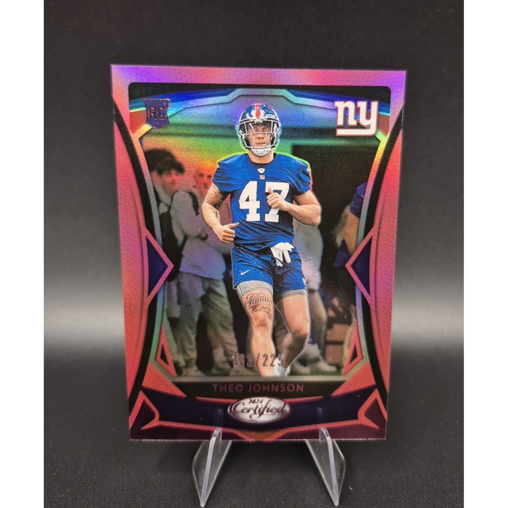 2024 Panini Theo Johnson 181 Rookies Pink Mirror /225 RC Giants